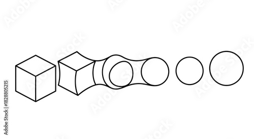 3D geometric shapes including cubes, spheres, and rings arranged in a clean minimalist composition for modern design use