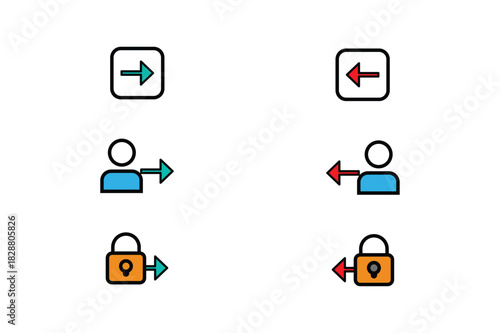 Forward and backward icons vector graphic resource set on white