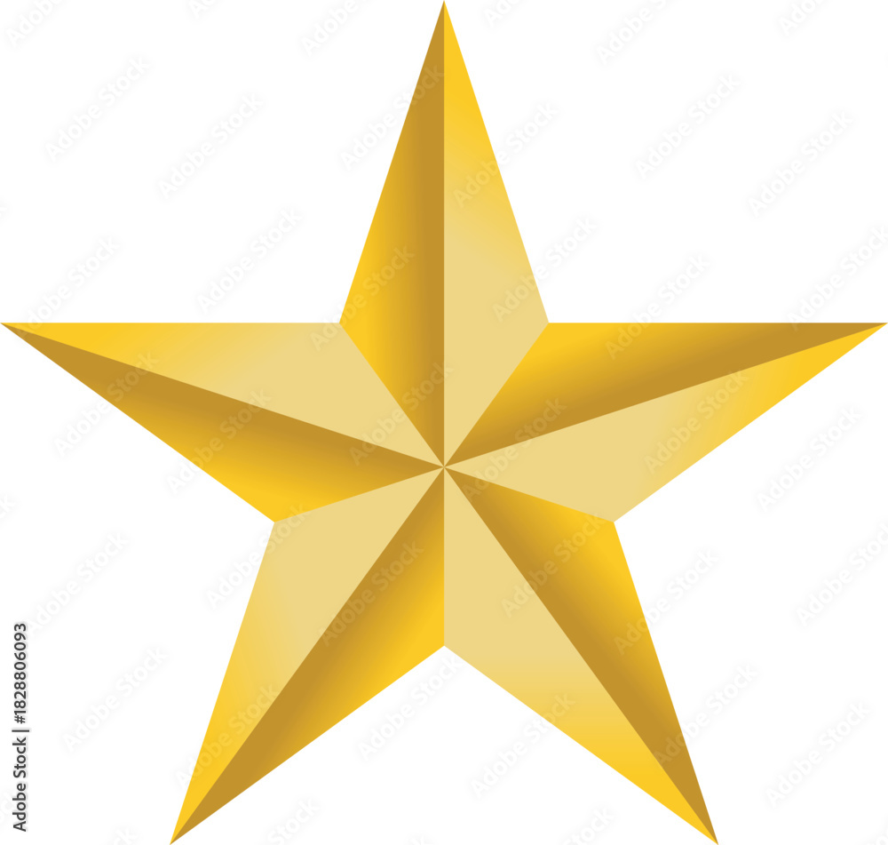 Obraz premium Golden Five Pointed Star on Transparent Background for Recognition or Achievement with Simple Geometric Shape Design Vector Illustration