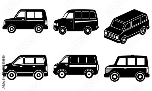 Diverse minivan collection showcases automotive style and transportation options, perfect for family, travel, and vehicle design projects