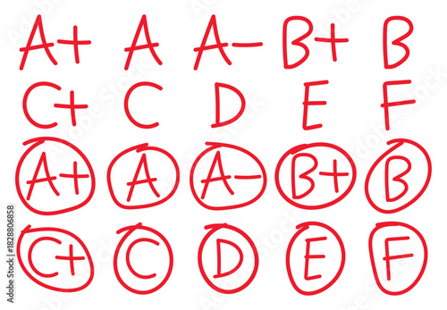 Hand Drawn Grade Results Set. Grade Results - school grade results vector.