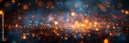 Panoramic Bokeh Lights Abstract Background with Glowing Orbs