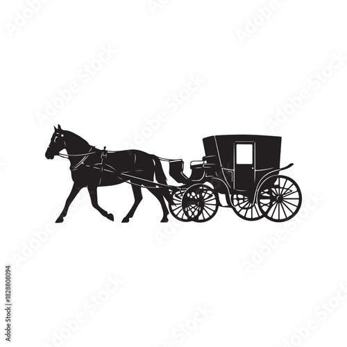 Horse drawn carriage vector silhouette illustration design element