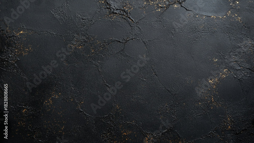 Abstract charcoal wall texture with light reflection. Vector realistic illustration of black background with rough surface, old paint on grungy dark color wall, weathered chalkboard, loft design