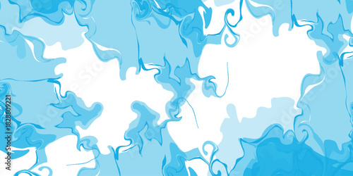 Abstract smooth white background with luxurious and elegant blue ink wave decoration. Modern background concept for invitations and awards.