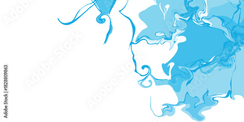 Abstract smooth white background with luxurious and elegant blue ink wave decoration. Modern background concept for invitations and awards. EPS. 5