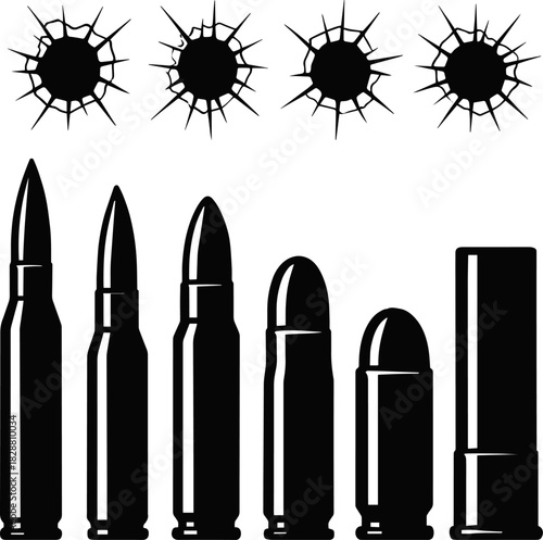 Bullets & Holes Set Editable Vector AI File | Adobe Illustrator | Export to SVG, EPS, PDF, PNG, DXF, JPEG