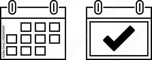 Calendar icons showing a grid and a checked date