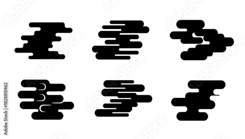 oriental clouds icon set with for Chinese New Year