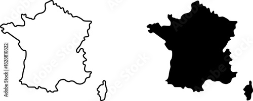 Outline and silhouette maps of france