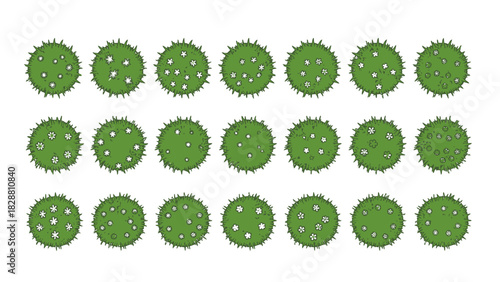 Cartoon Pollen Collection Round Green Vector Background