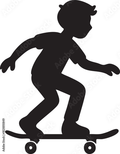 Skateboarder Kickflip Silhouette Black Vector on Transparent Background
