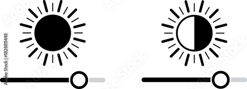 Sun brightness adjustment slider icons