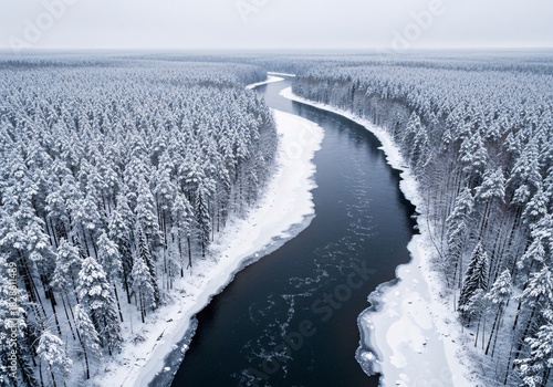 Wallpaper Mural Winding Winter River Torontodigital.ca