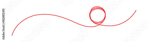 Red silk thread looped in a circle form, symbolizing vector thread of fate in tradition. .Line of red yarn, long red thread. Red thread isolates on a white background. Red Wavy Thread Line Icon