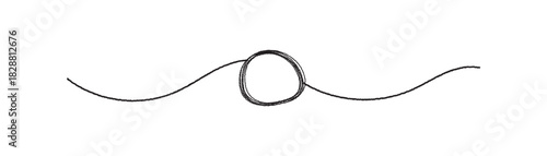 Black Thread Line Icon. Minimal Black Thread Swirl Line.  Isolated on white background. Vector illustration