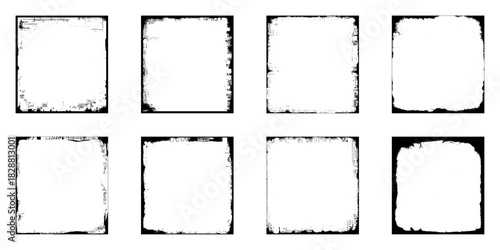 Texture black frame old grunge square frame. Grunge frame border texture on isolate background. Old grunge frame with dust texture.