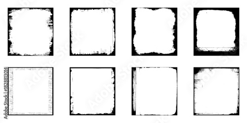Texture black frame old grunge square frame. Grunge frame border texture on isolate background. Old grunge frame with dust texture.