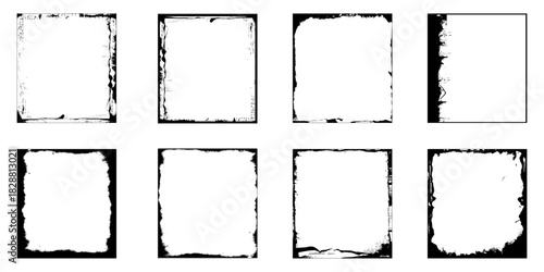 Texture black frame old grunge square frame. Grunge frame border texture on isolate background. Old grunge frame with dust texture.