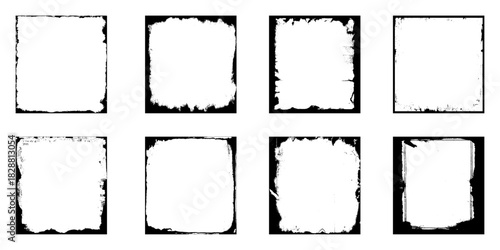 Grunge frame border texture on isolate background. Old grunge frame with dust texture. Texture black frame old grunge square frame.