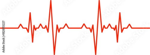 Symmetrical red pulse waveform on white background