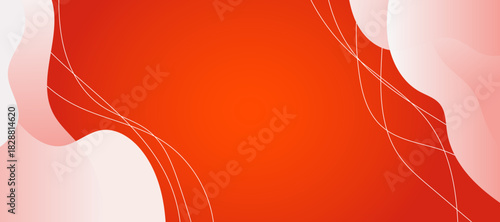 Abstract background with waves for banner. Medium banner size. Vector background with lines and shapes. Red and orange color.