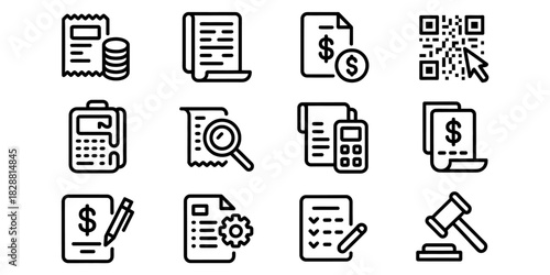 Collection of accounting and financial management icons for business and personal finance needs perfect for websites and apps representing money