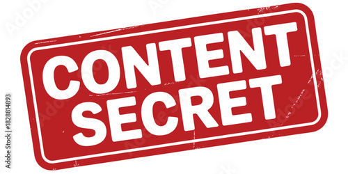 Content Secret Revealed Red Stamp with Bold White Letters Marketing Strategy Confidential Information Business Intelligence