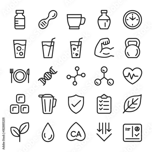Collection of linear icons related to health science and lifestyle vector illustration various elements for a wellness themed design project