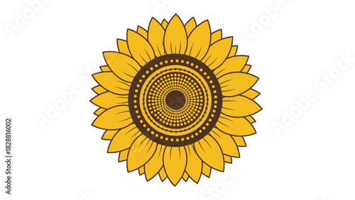 Sunflower Blossom Graphic Vector Summer Floral Design Illustration Icon