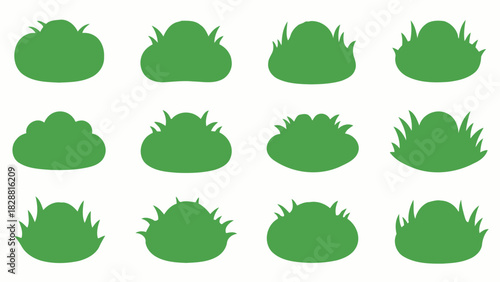 Twelve Green Bush Clipart Illustrations