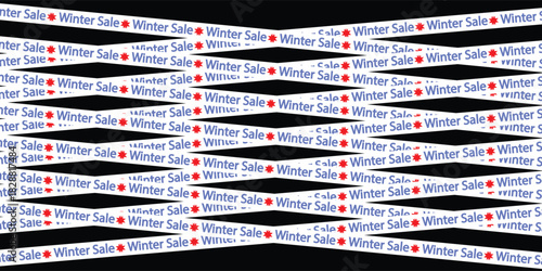 Winter sale promotional background with repeated text and crisscross design