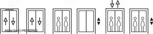 Elevator icon vector outline set. icon symbol in black. icon design vector stock. collection. flat icons.