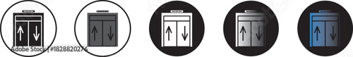 Elevator icon vector outline set. icon symbol in black. icon design vector stock. collection. flat icons.