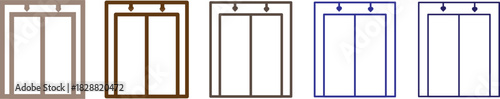 Elevator icon vector outline set. icon symbol in black. icon design vector stock. collection. flat icons.
