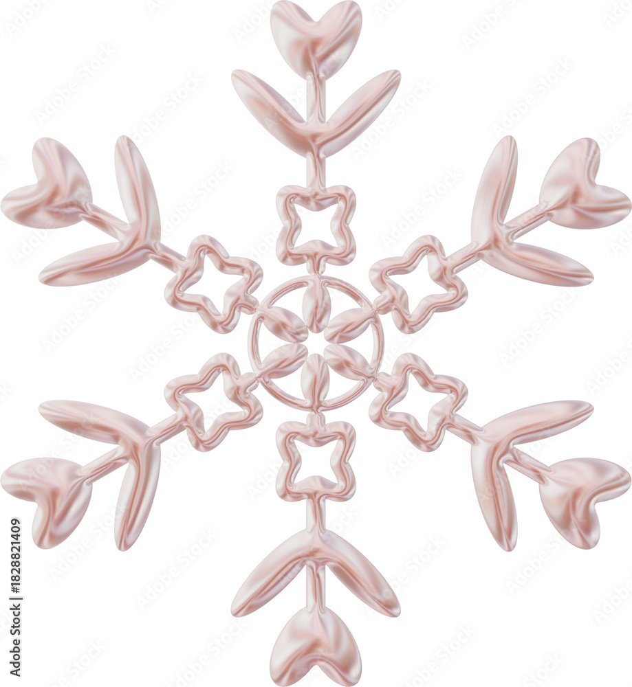 Obraz premium Pink Iridescent Christmas Ornament Snowflakes