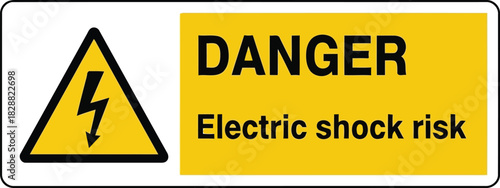 Danger electric shock risk sign warning symbol safety hazard alert vector