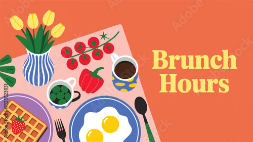 Vibrant Brunch Delights A Cheerful Invitation to Delicious Weekend Gatherings with Fresh Food