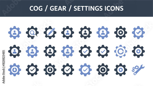Set of 20 Gear and Settings Icons for Customization and Functionality