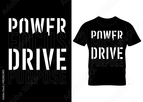TYPOGRAPHY POWER FOCUS T-SHIRT DESIGN  vector vintage custom cloth appeal modern style t-shirt design template