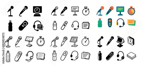 Microphone and gadget icon set collection