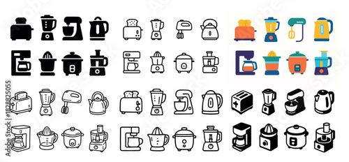 Variety of kitchen appliances icons