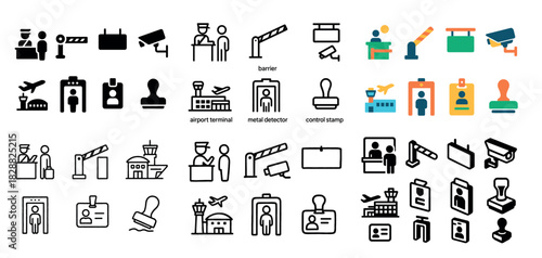 Airport icons and security elements