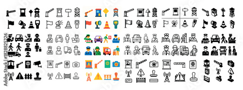 Variety of security and traffic icons