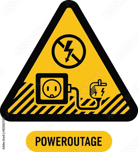High voltage warning sign electricity danger symbol power outage alert electrical hazard notification vector