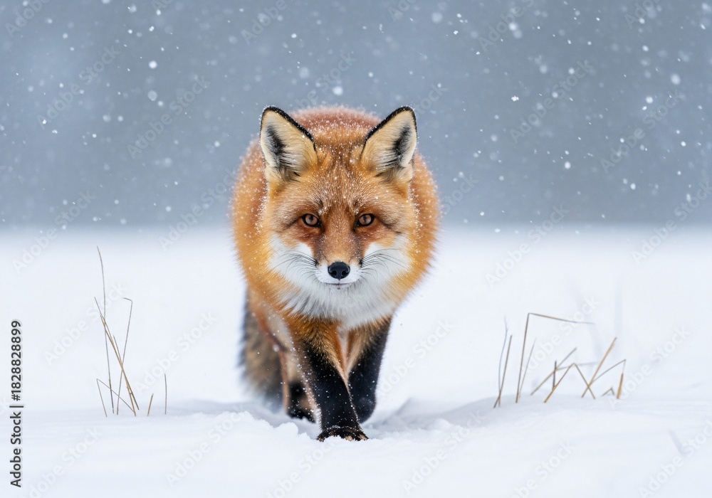 Obraz premium Red Fox in Snowfall