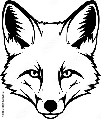 Simple Black Silhouette of a Fox Head Vector Illustration
