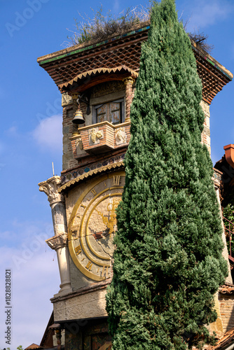 The Leaning Clock Tower is one of the most interesting landmarks of the Tbilisi Marionette Theater in central Tbilisi, Georgia, 2025.