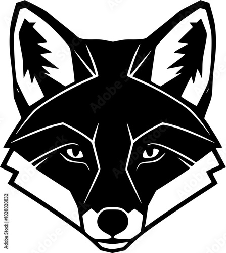 Simple Black Silhouette of a Fox Head Vector Illustration
