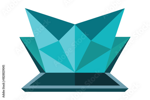 Origami Papercraft Laptop Low-Poly Vector Mockup